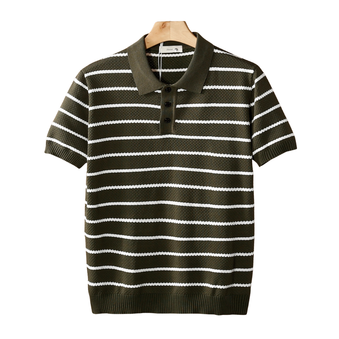 STRIPED TEXTURED BUTTON POLO