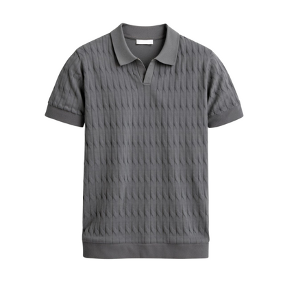 NOBA Premium V-Neck Cable Knit Polo