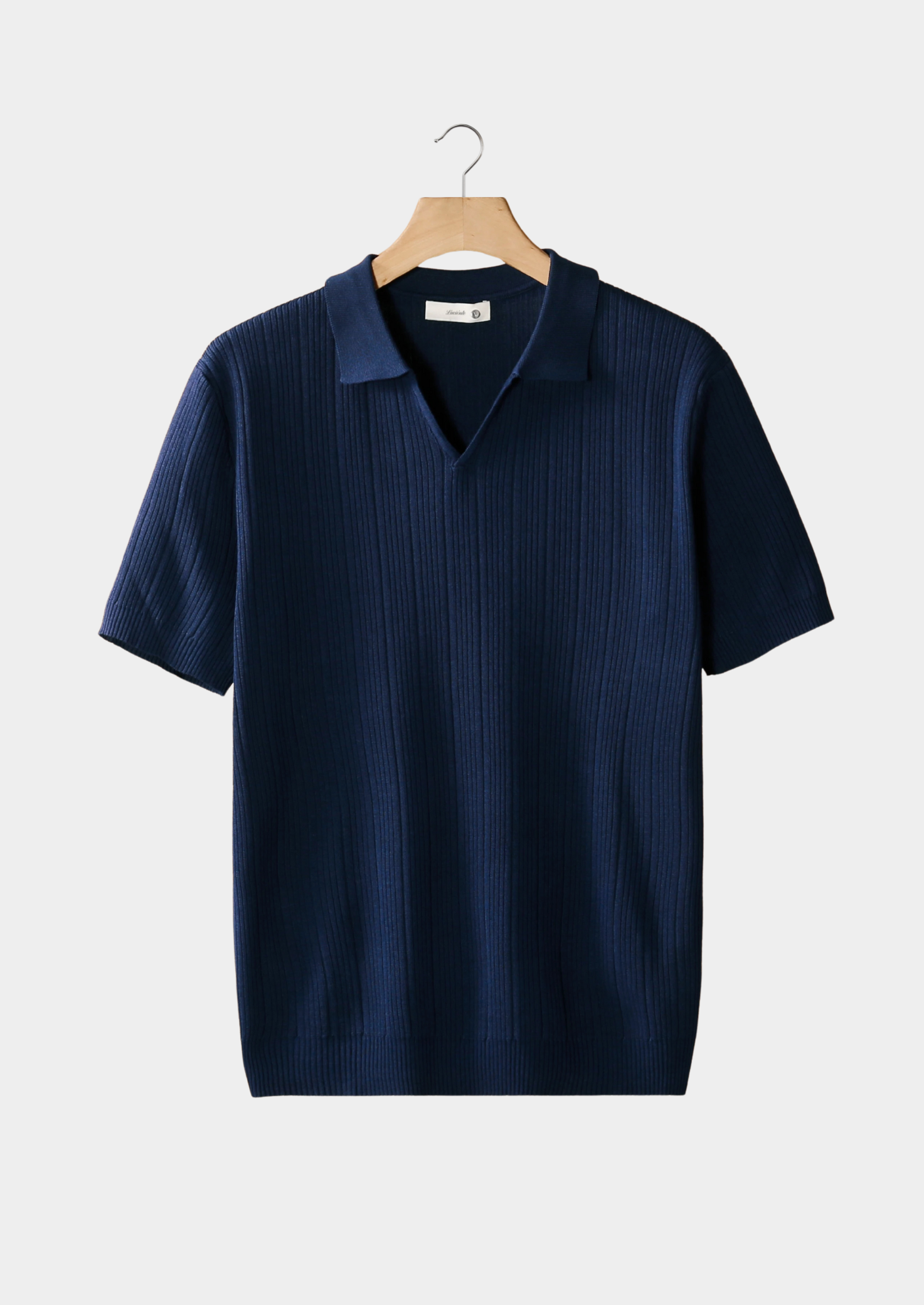 OPEN COLLAR RIBBED POLO